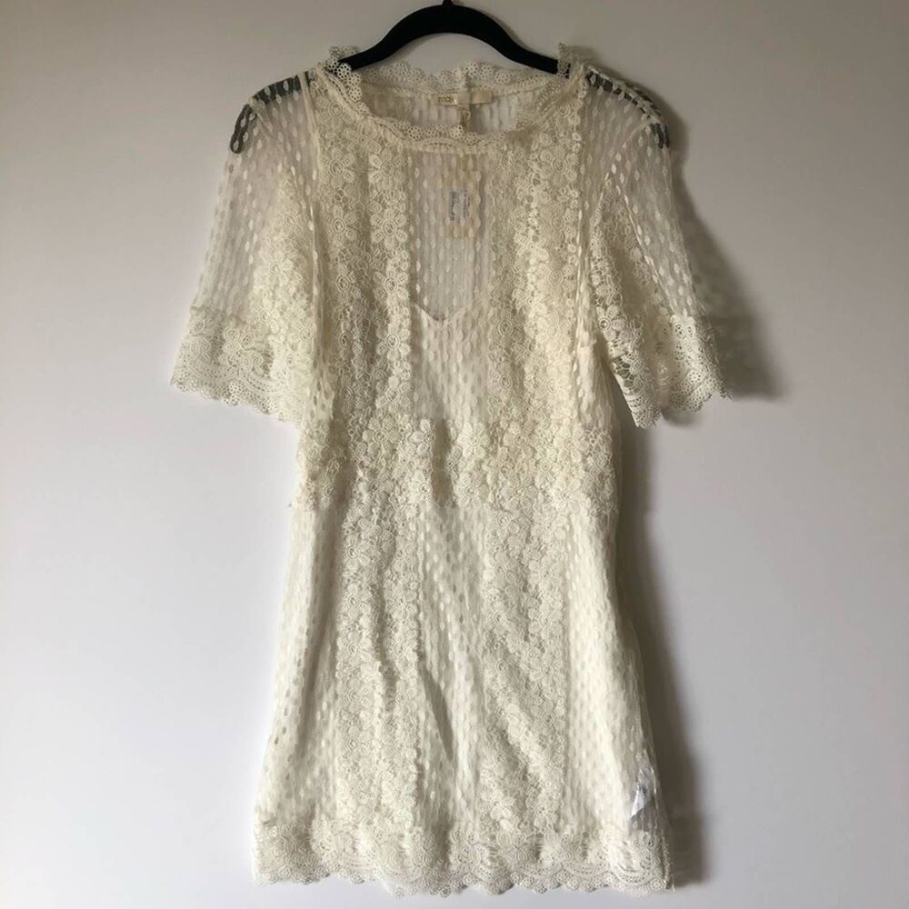 NEW Maje Revanta Ivory Lace Mini Dress 2 - Picture 4 of 12